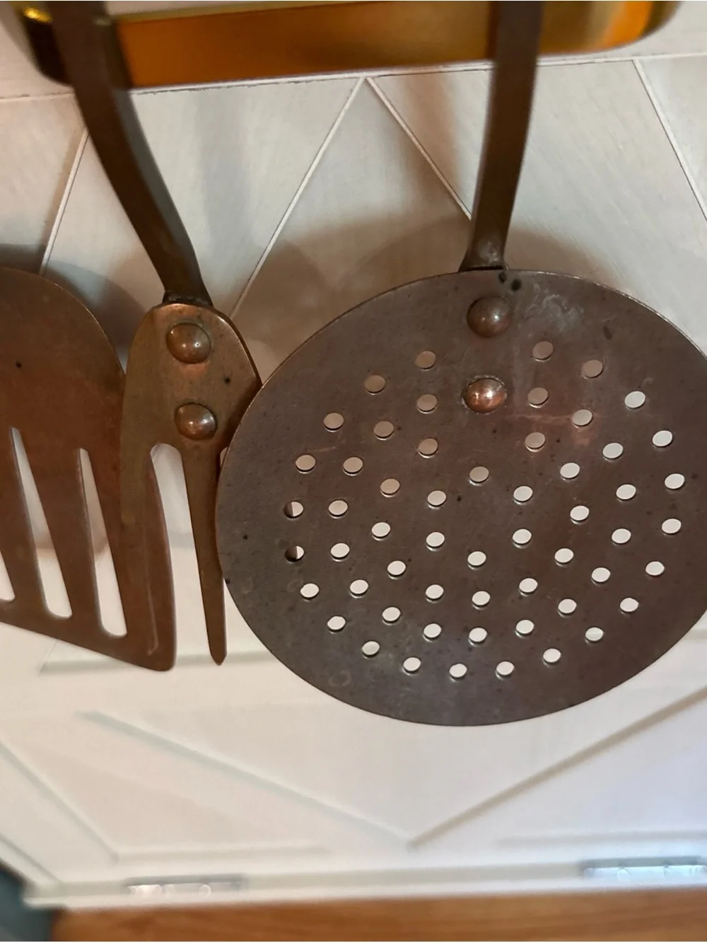 Rustic Copper-Color Kitchen Utensil Set - 4-Piece Hanging Tools